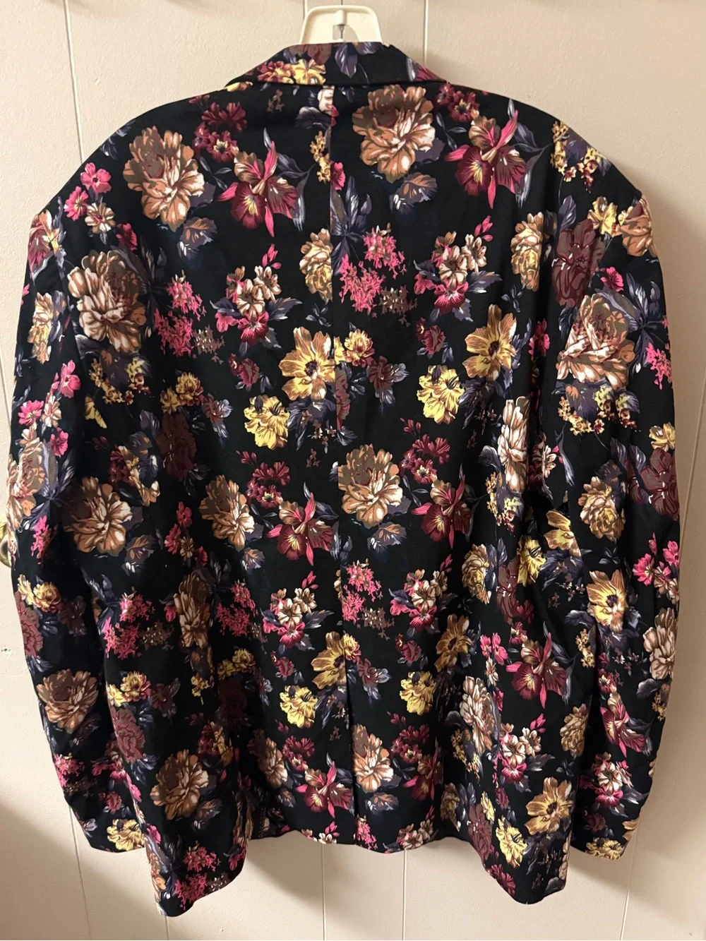 Men’s XL Black Floral Print Blazer Sport Coat Single Button Statement